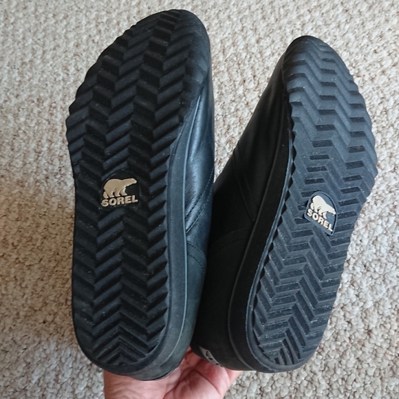 Sorel Black Leather Quilted Winter Calf High Boots Size 8 - Picture 9 of 16